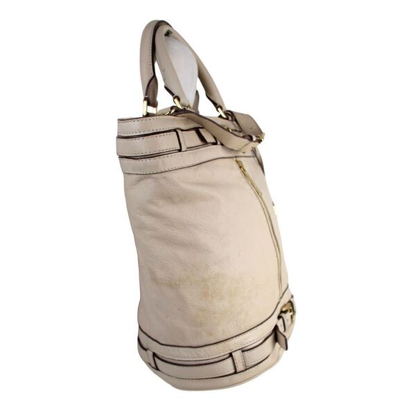 Michael Kors BEIGE GENUINE LEATHER LRG X-BODY SHOULDER BAG SATCHEL HANDBAG PURSE - Picture 2 of 15